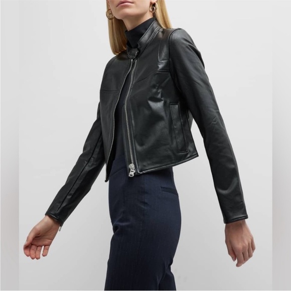 Spanx II Moto Jacket Luxe Black Faux Leather Zip Front New With Tags - Picture 4 of 12